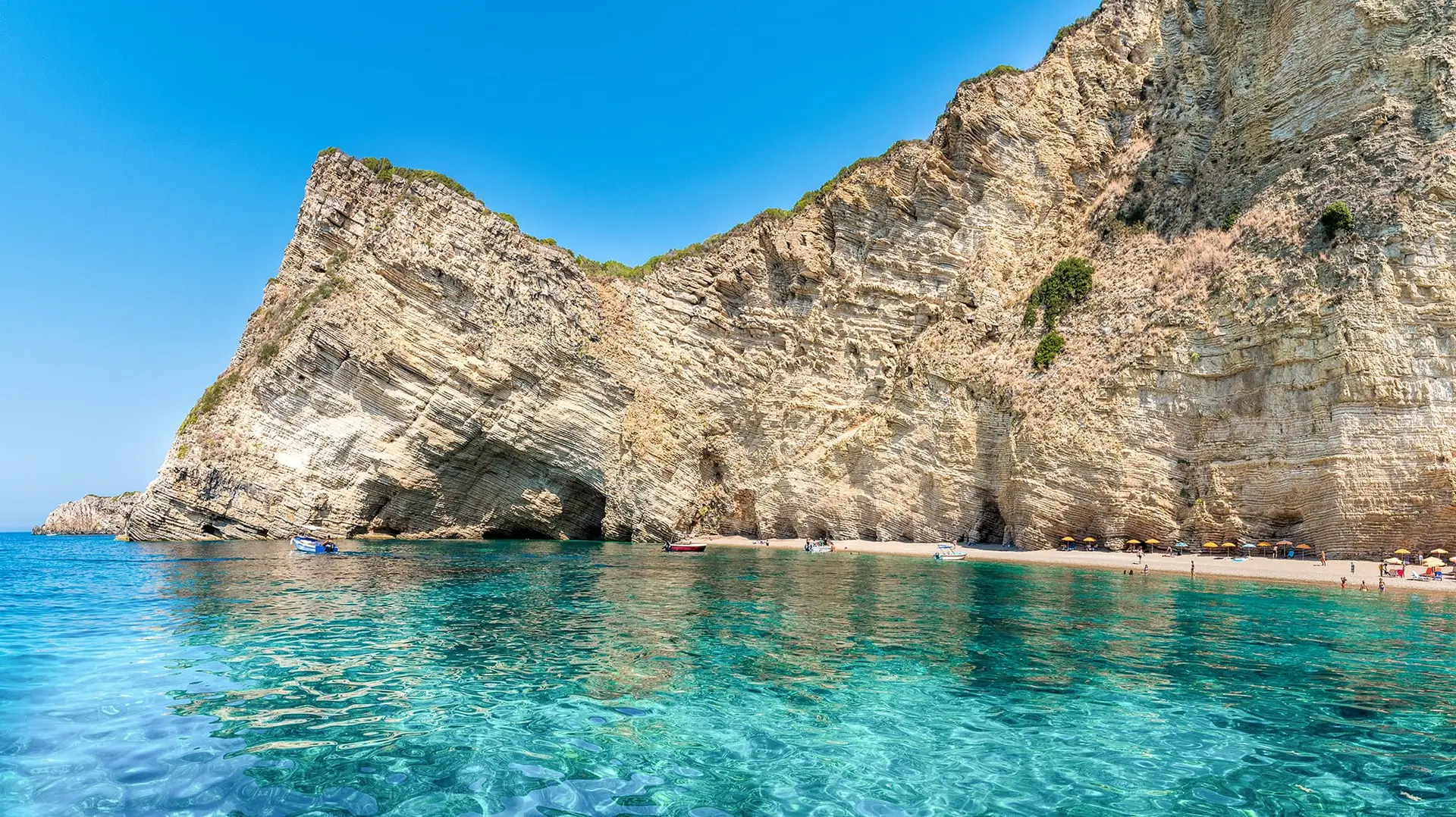 Wid beach Paradise on Corfu island, Ionian sea coast, Greece