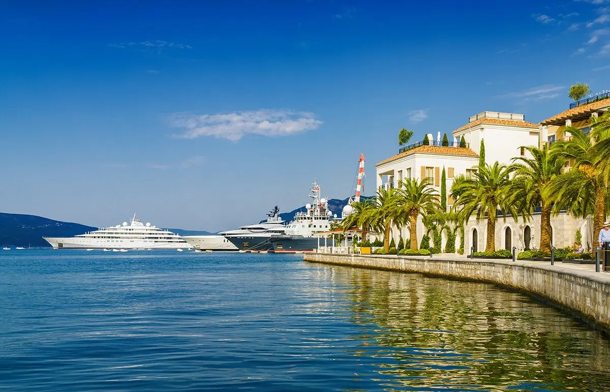 Porto Montenegro Marina – Luxury Yachts Docked Along the Adriatic Waterfront