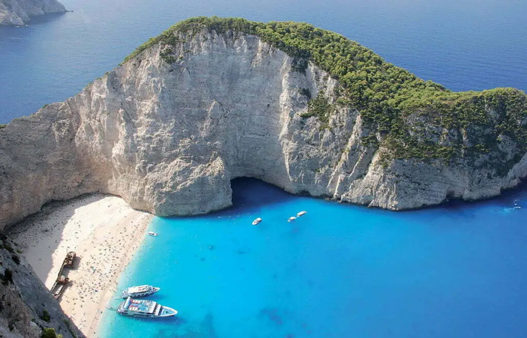 Navagio Beach, Zakynthos, Ionian Islands – yacht anchorage and turquoise waters