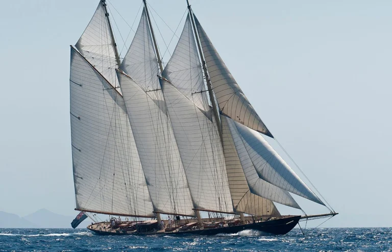 64.5m classic sailing yacht ATLANTIC, three-masted schooner replica built by Van der Graaf