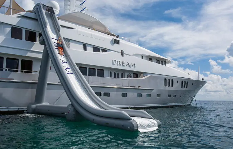 The DREAM, a newly refit 197-foot megayacht complete with inflatable water slide and panoramic movie theatre, is ready to sail the high seas.
