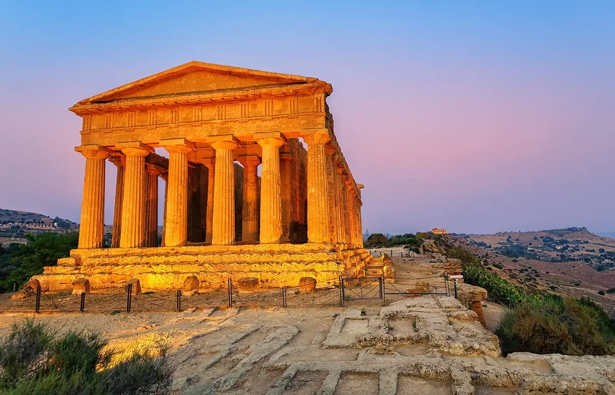 Temple of Concordia, Valley of the Temples, Agrigento – Ancient Greek Ruins in Sicily at Sunset