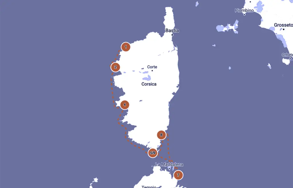map Calvi to bonifacio