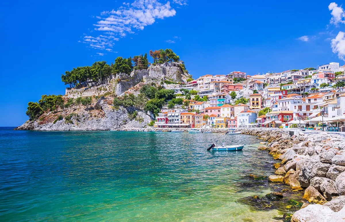 Parga, Greece. Waterfront of the Resort town on the Ionian coast.