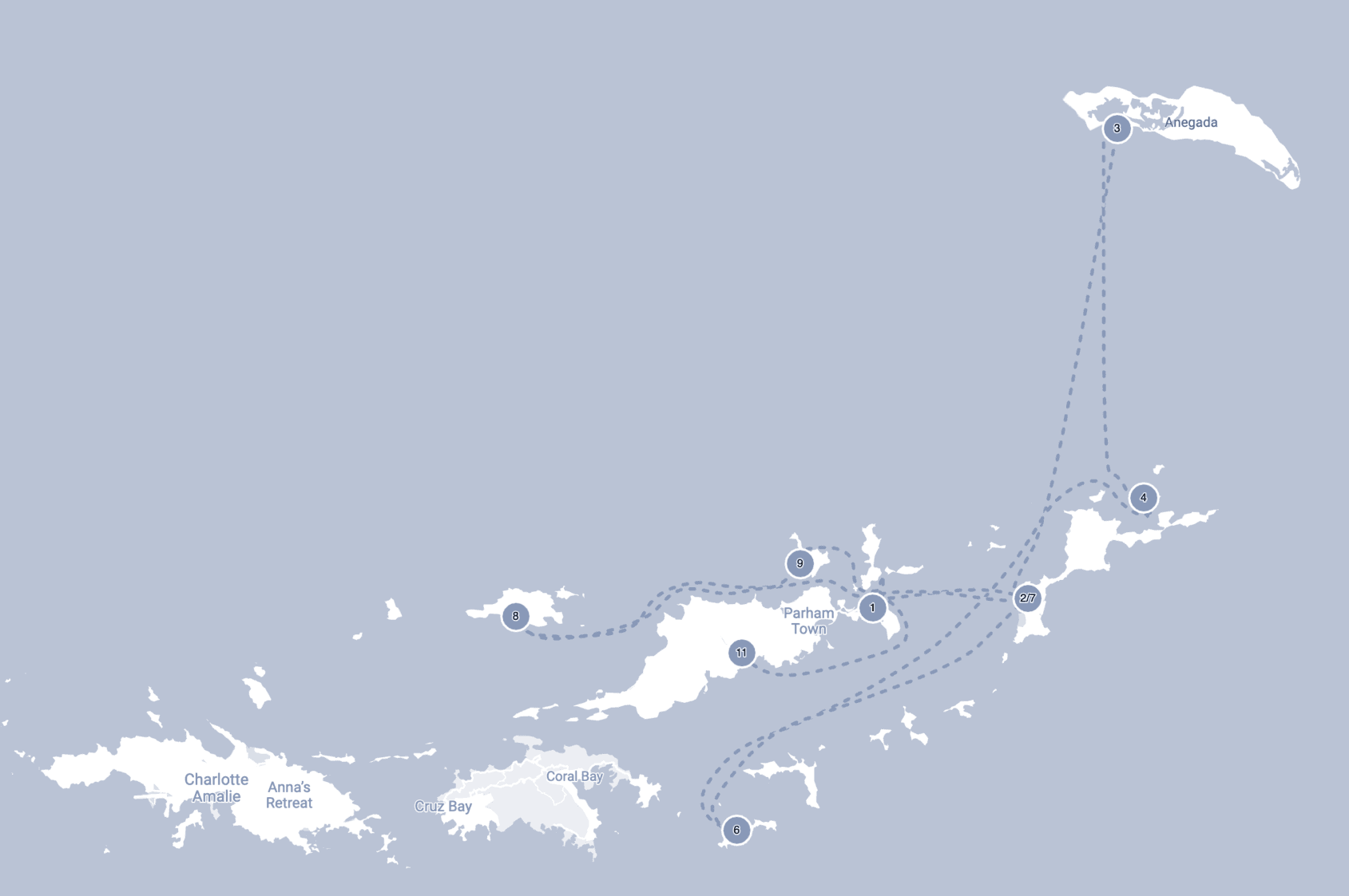 Map BVI -10 days itinerary