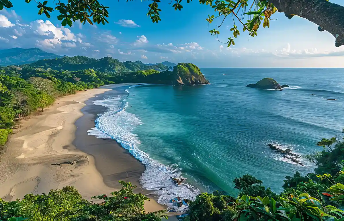 Pacific coast of Costa Rica with secluded beach and tropical rainforest, ideal for luxury yacht charter