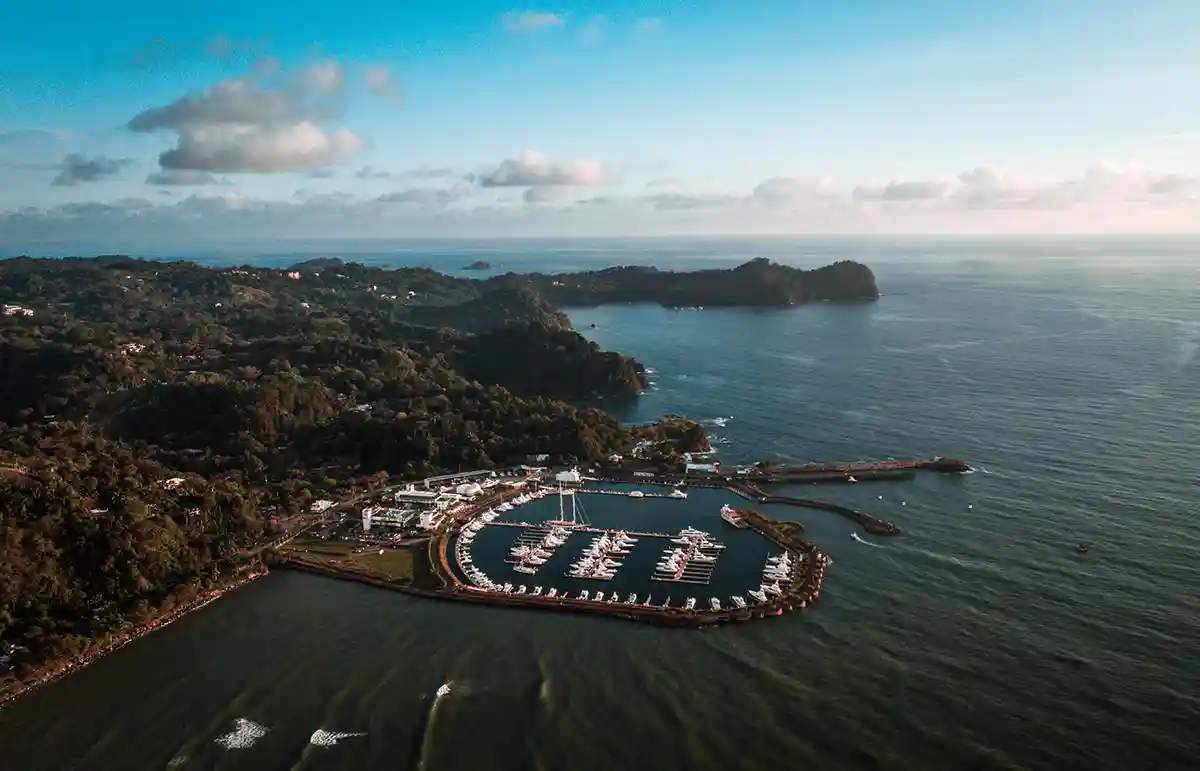 Marina Pez Vela in Quepos, Costa Rica, welcoming luxury yachts on the Pacific coast