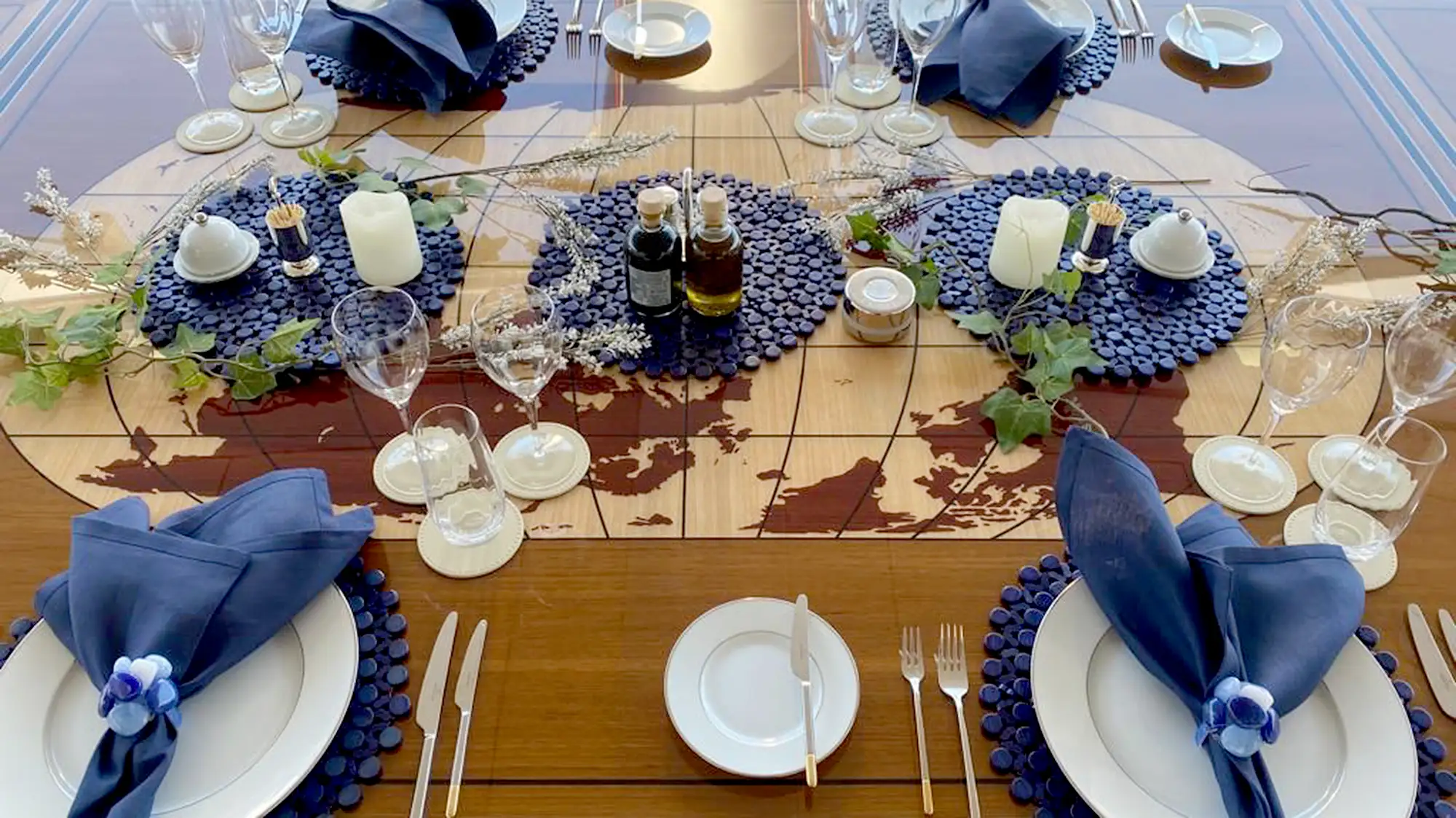 Luxury yacht dining setup for a Caribbean charter