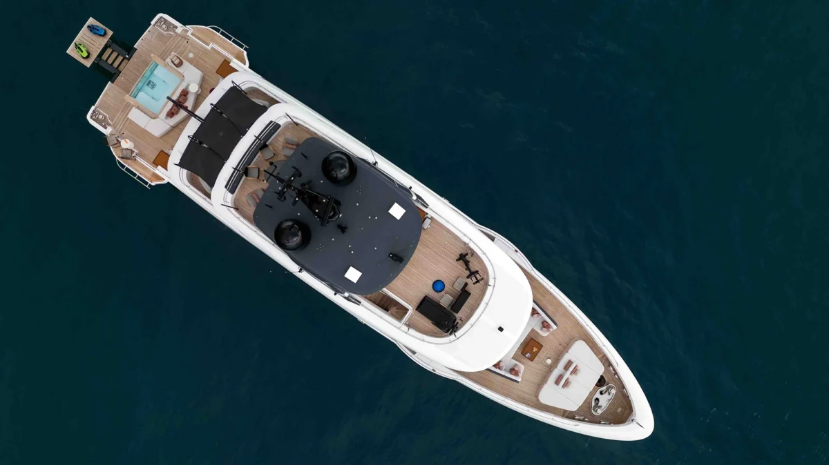 Aerial view on board Benetti A+ 34m 2024 yacht for charter