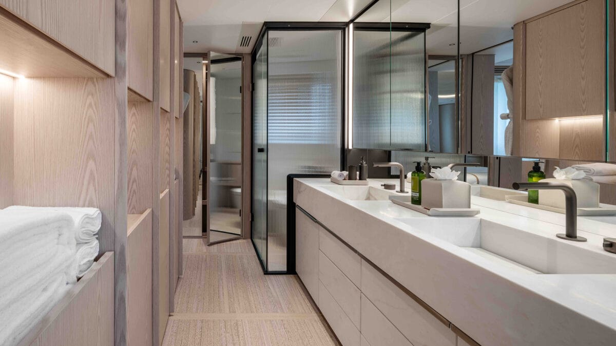 Bathroom on board Benetti A+ 34m 2024 yacht for charter