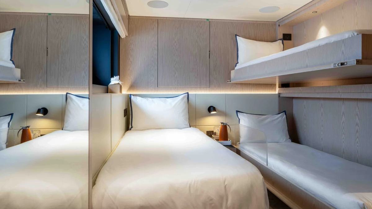 Guest twin cabin on board Benetti A+ 34m 2024 yacht for charter