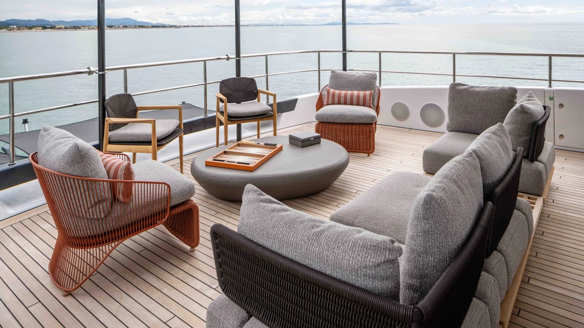 Sun deck lounge on board Benetti A+ 34m 2024 yacht for charter