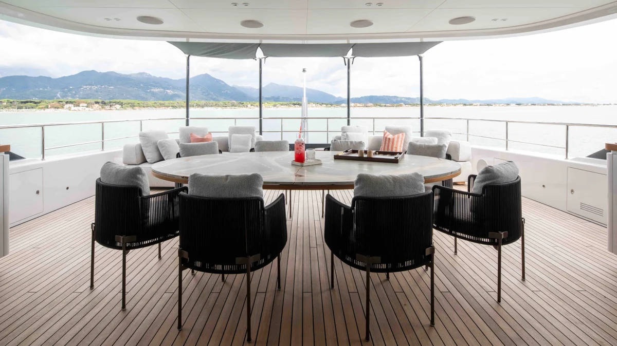 Formal dining area on board Benetti A+ 34m 2024 yacht for charter