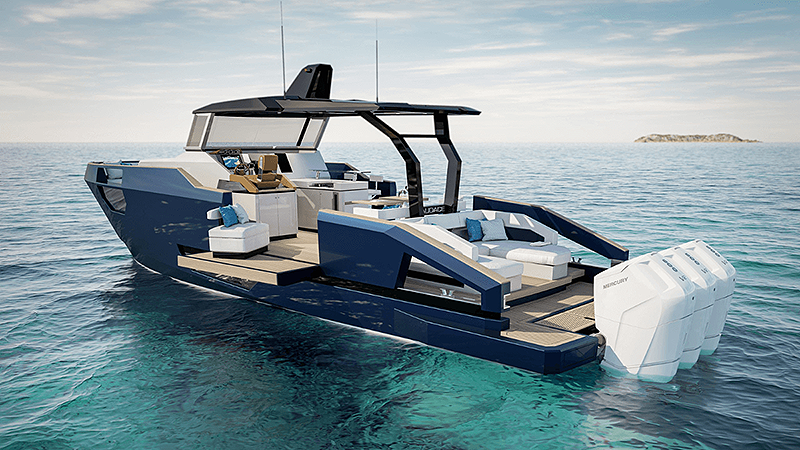 Aicon Audace 50 – 15 m open cruiser world debut - Echonautique.com Aicon Audace 50 open sports cruiser with walkaround deck and sleek profile