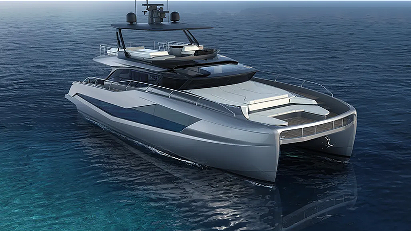 Austin Parker Unica 58 – 18 m motor catamaran world debut - Echonautique.com Austin Parker Unica 58 motor catamaran with wide beam and sleek Italian styling