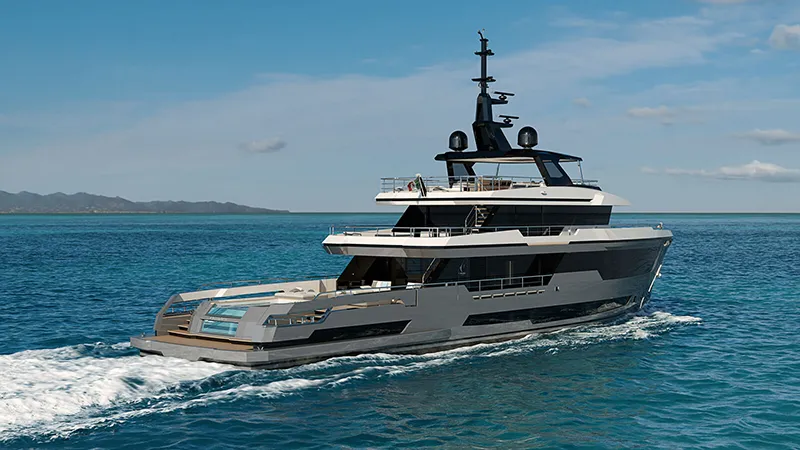 Columbus Crossover 42 – 42m Explorer Motor Yacht - Echonautique.com Columbus Crossover 42 explorer yacht – 42 metre steel and aluminium motor yacht with beach club and pool