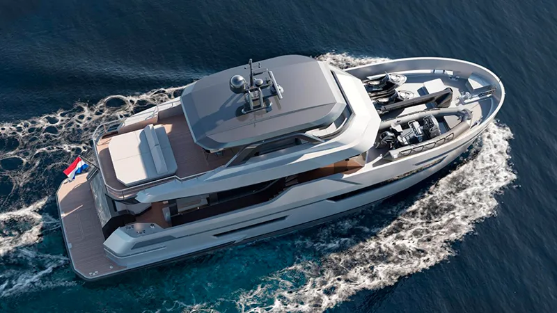 Outer Reef 780 Adventure – 24m long-range explorer - Echonautique.com Outer Reef 780 Adventure explorer yacht underway