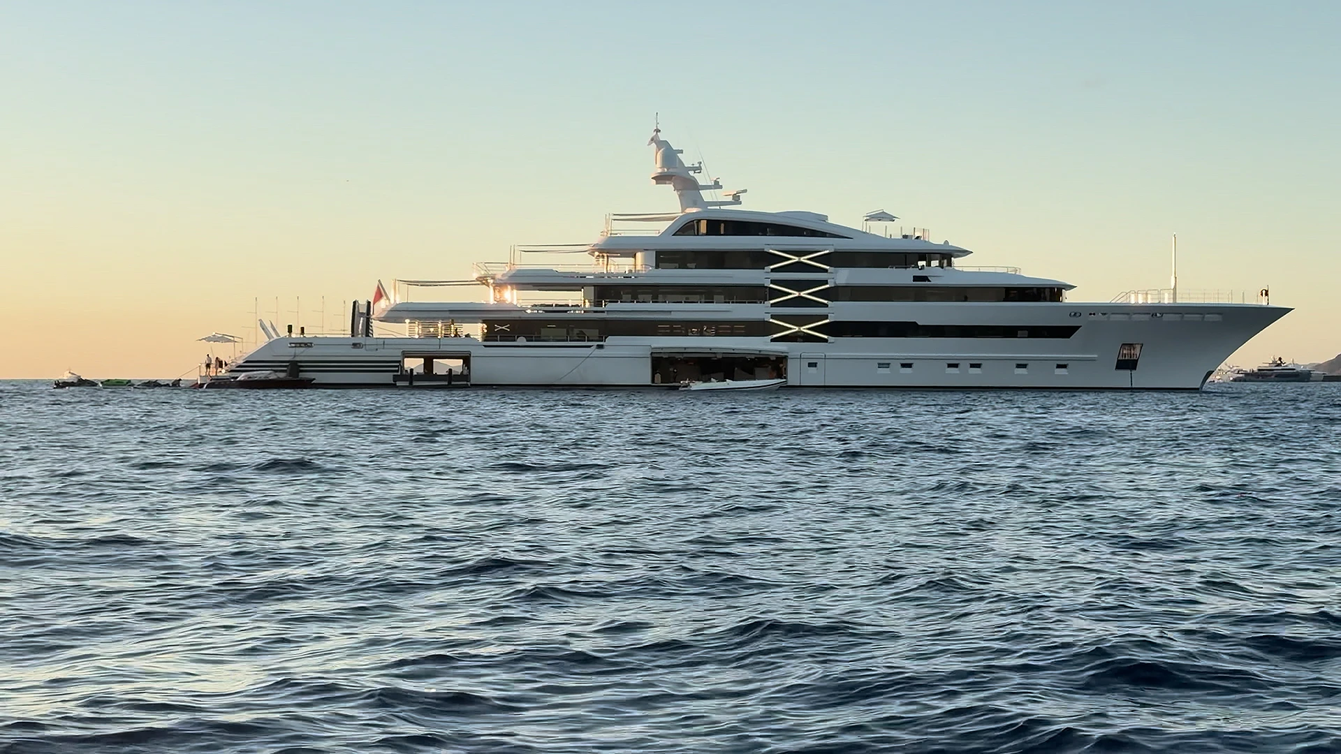 Superyacht PROJECT X 87.6m by Golden Yachts anchored in St Barths during New Year’s Eve