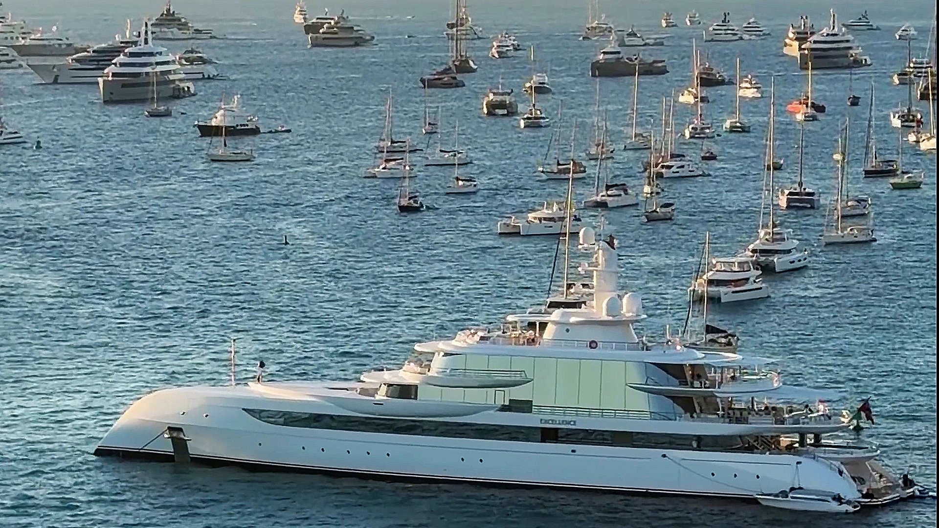 Superyacht EXCELLENCE 80m by Abeking & Rasmussen anchored in St Barths during New Year’s Eve