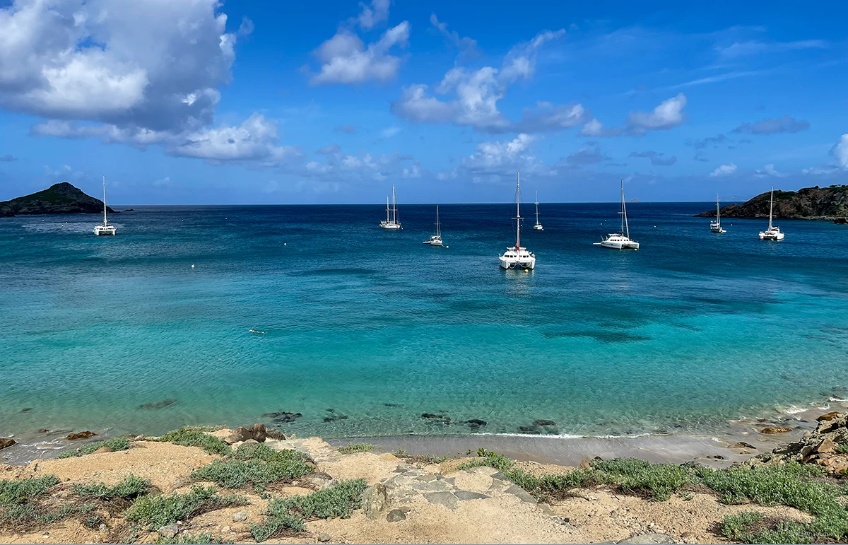 Colombier Beach, St Barthélemy – secluded bay with yachts at anchor in turquoise waters