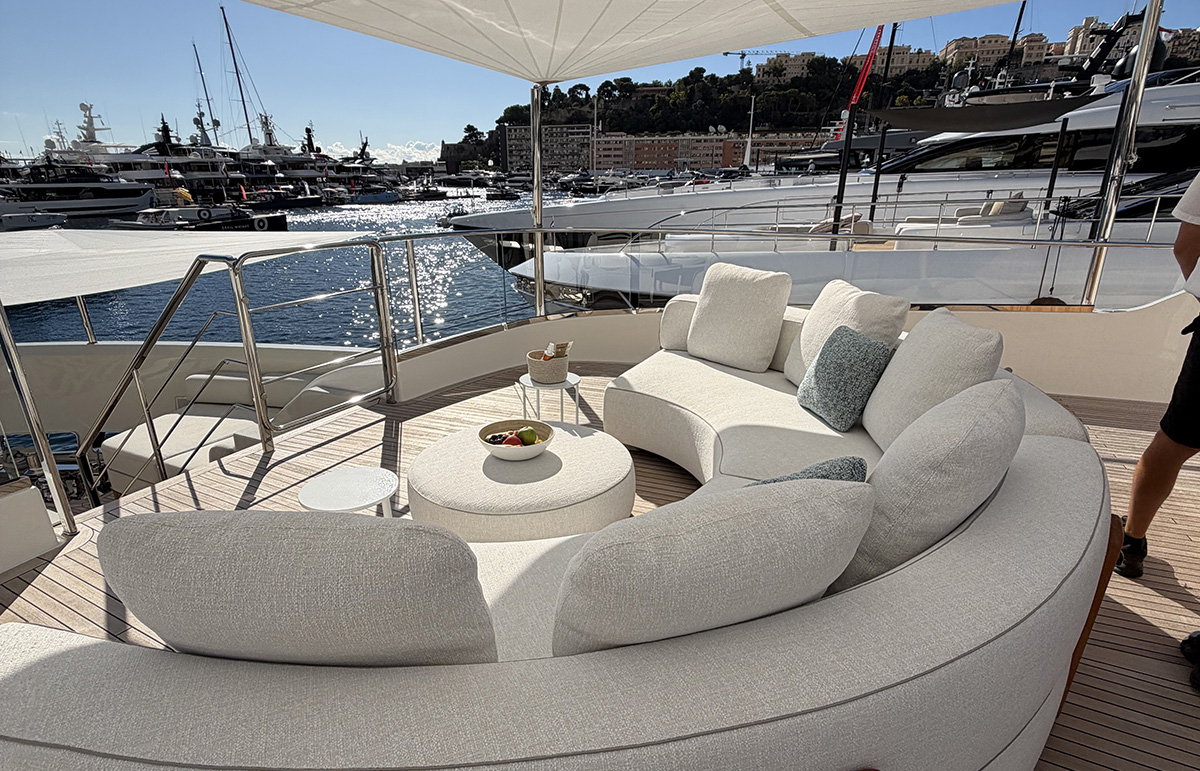 Luxury 50m yacht deck Monaco Grand Prix charter