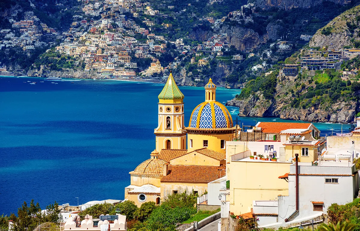 Praiano Amalfi Coast Yacht Charter Italy - Echonautique.com San Gennaro Church in Praiano overlooking the Amalfi Coast during a luxury yacht charter in Italy